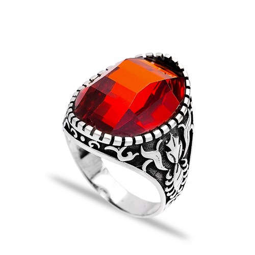 Garnet Authentic Men Ring Wholesale Handmade 925 Sterling Silver